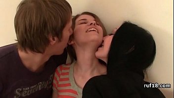 Teen russian students have a dirty threesome after university